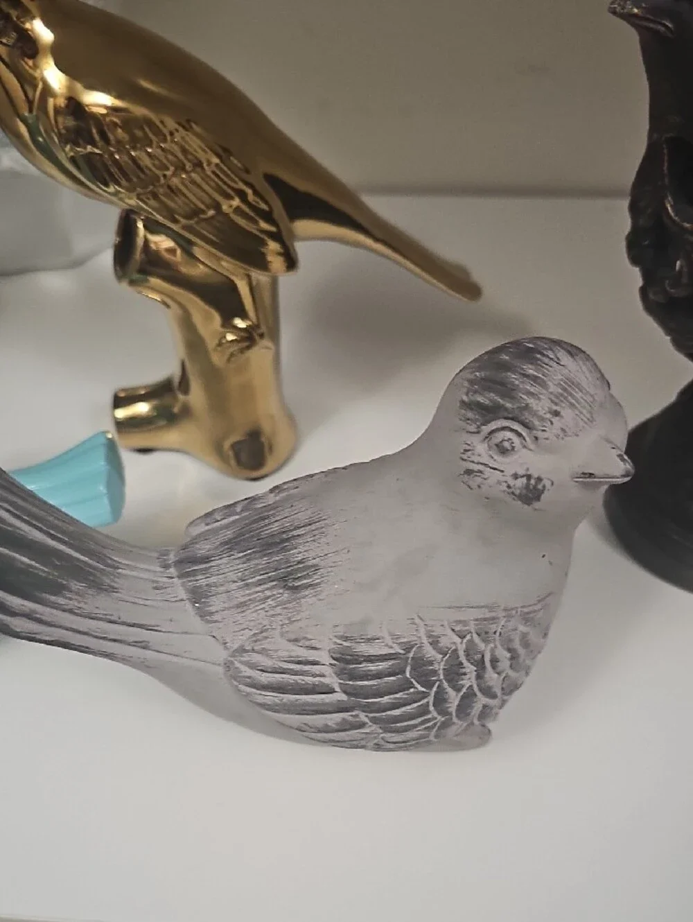 Decorative Blue,gray Brown Gold Bird Figurines - Home Accents